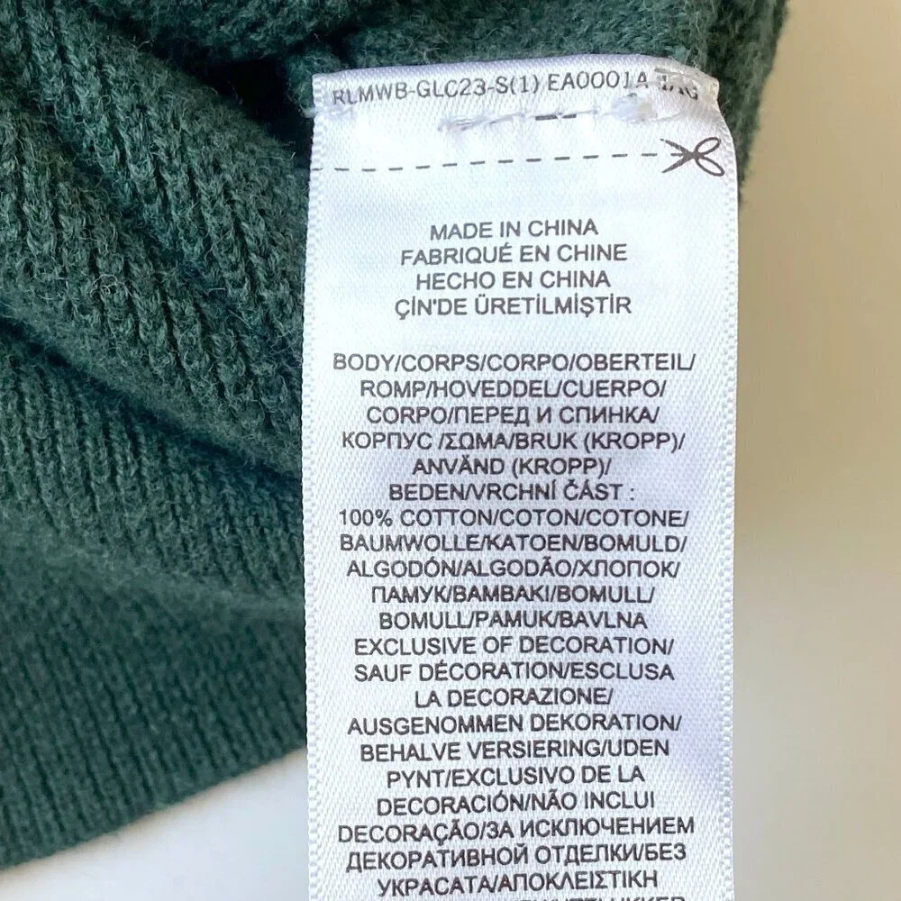 Polo Ralph Lauren XXL Green Pima Cotton 1/4 Zip Sweater